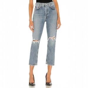 AGOLDE Riley High Rise Straight Crop Jeans Escalate Medium Wash Denim size 27